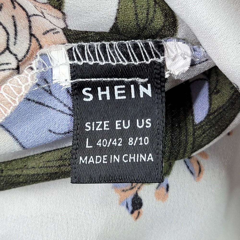 Shein Dress Womens Large White Floral Long Sleeve Maxi Flowy Boho Spring Elegant - Picture 13 of 13